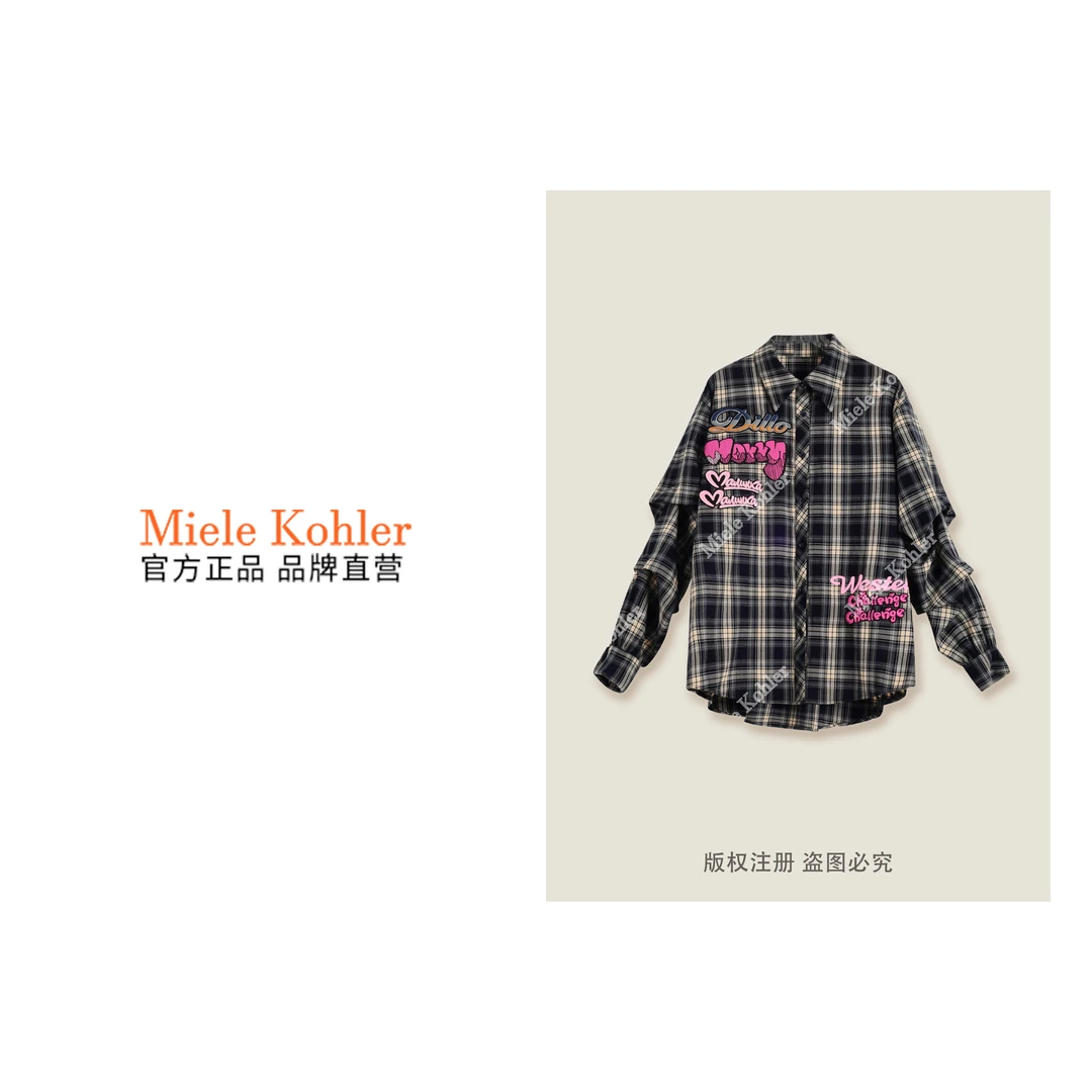 新款经典时尚格子条纹字母设计女款衬衫 MKKQ88500【澳门小源同款】