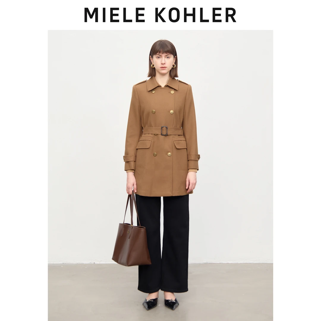 MieleKohler新款气质时尚双排扣女士绵羊毛外套MKOMB52055