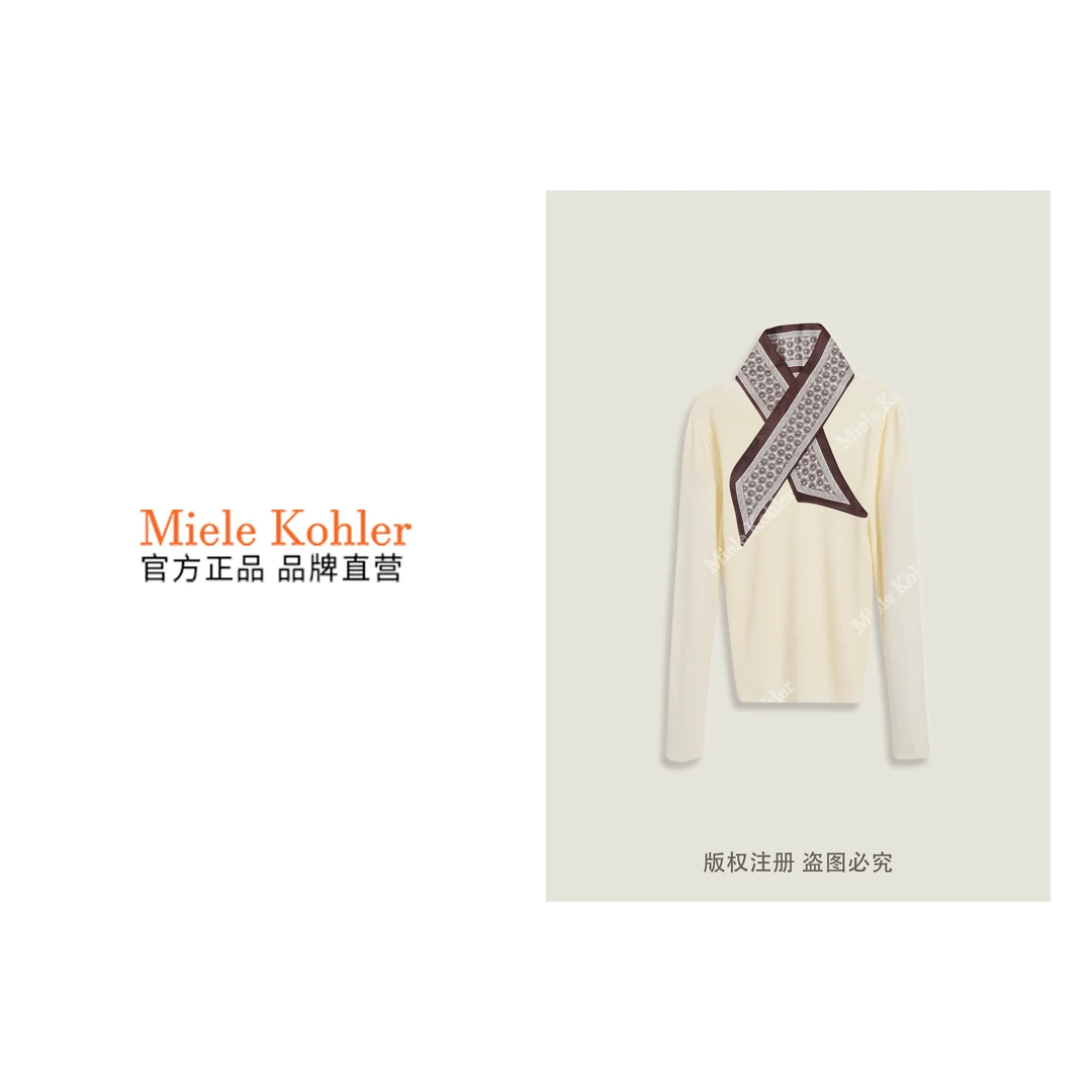 新款居家休闲百搭圆领长袖毛衣+丝巾MKKQ38117【澳门小源同款】