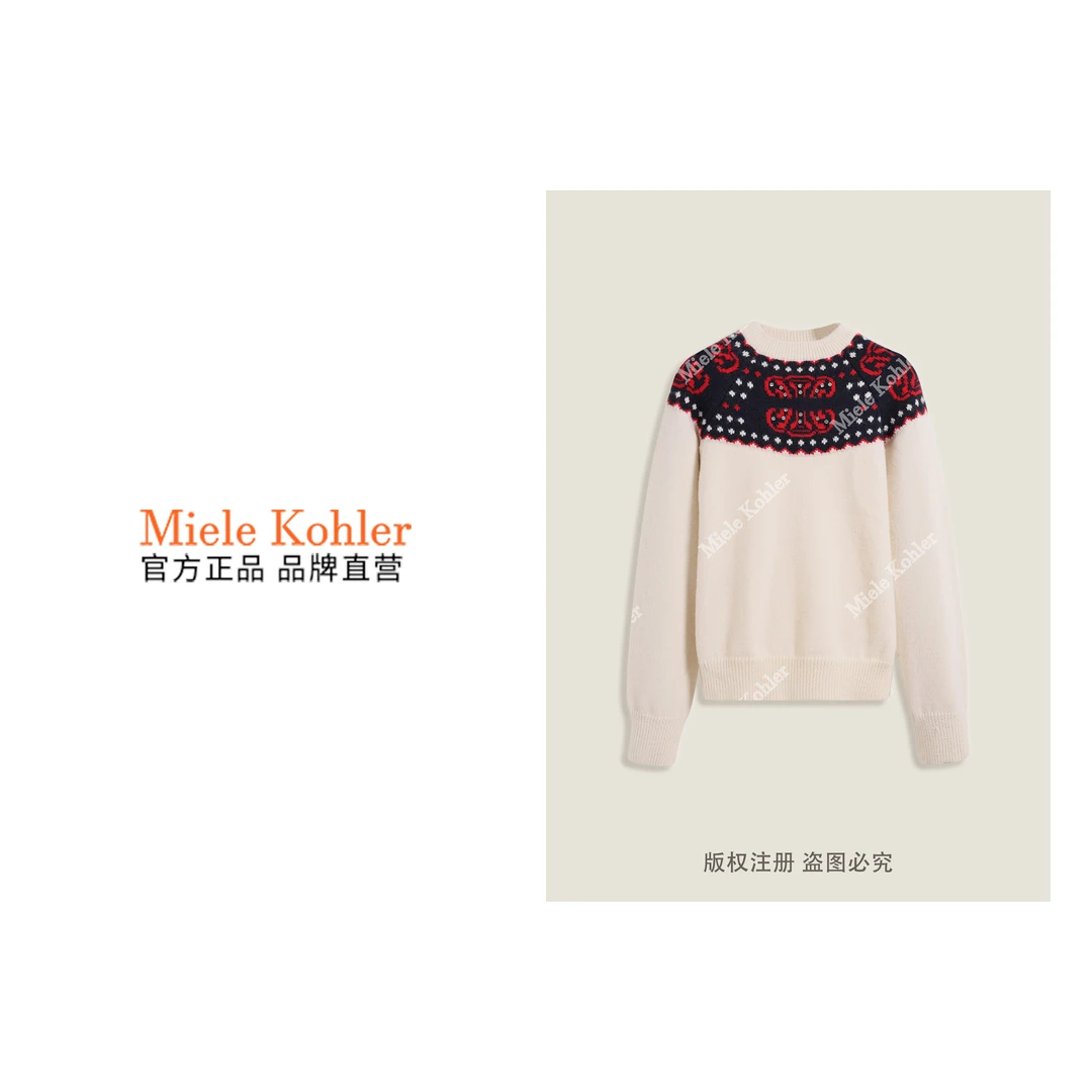 新款高级感复古撞色提花女款毛衣MKKQ35003-12【澳门小源同款】