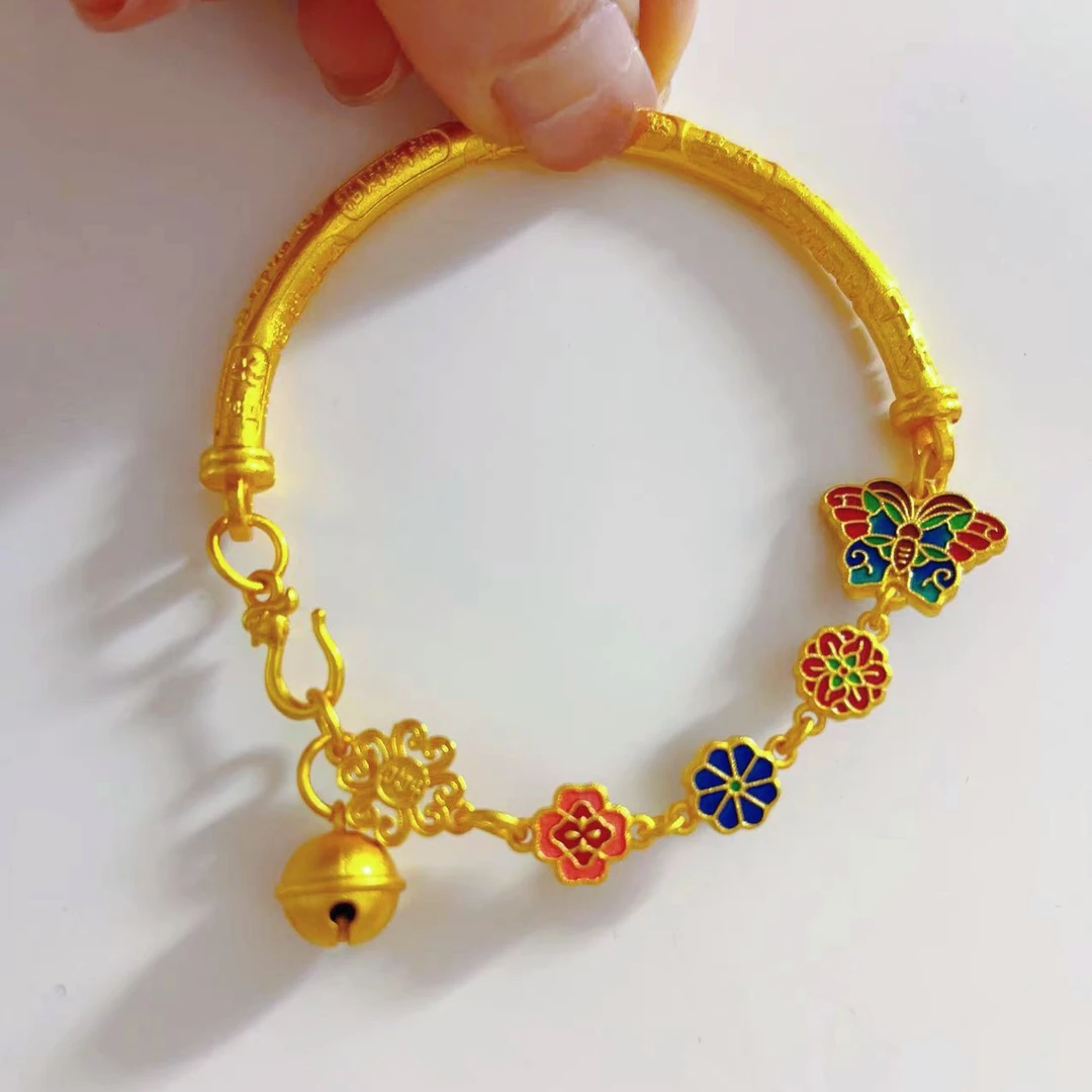 SL2151 四方如意蝴蝶铃铛半镯手链