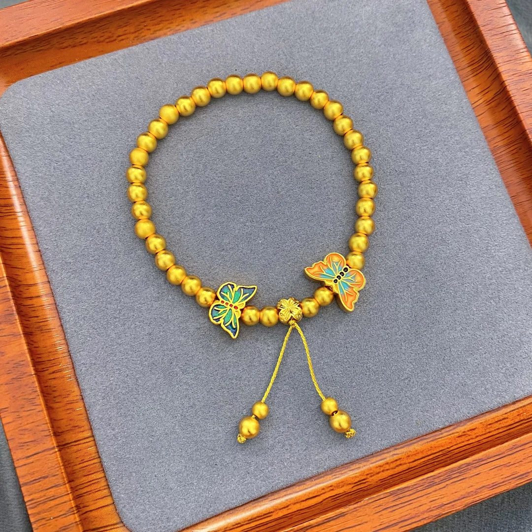 SL2218 蝴蝶流苏圆珠手链 古法烧蓝简约百搭女士手串