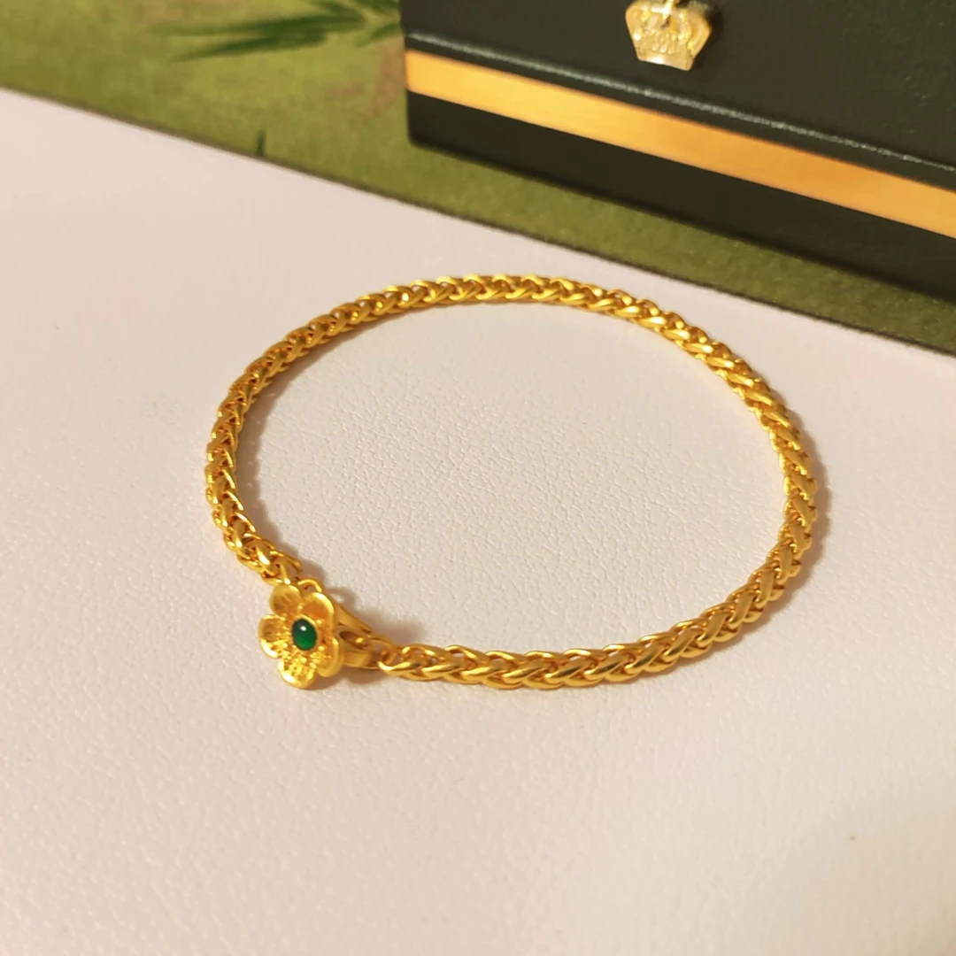 SL2134 绿珠花朵麦穗手链 简约叠戴配饰