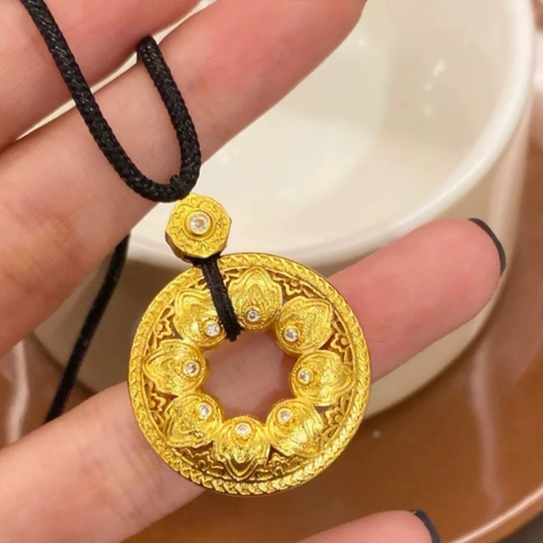 XL3371 人生四美系列平安扣黑绳项链 古法国潮风编绳