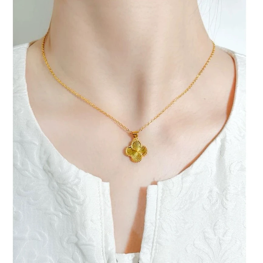 XL3041 四叶花项链 精工镭射吊坠