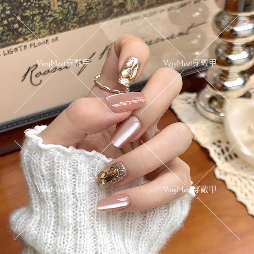 VeryMeet手工穿戴甲复古设计感美甲秋冬新款富家千斤轻奢时尚051