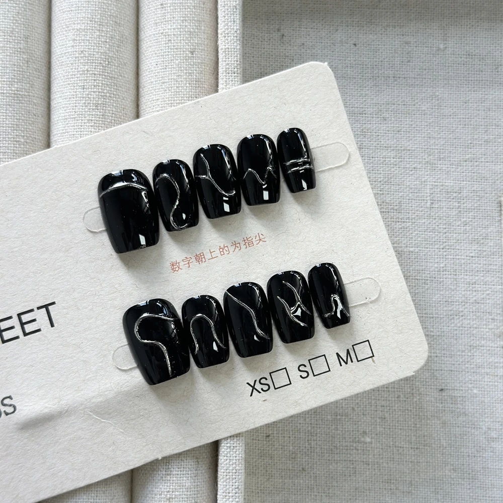 【VeryMeet - 穿戴甲】黑色甜酷y2k辣妹风重工半手工鎏金美甲贴片15