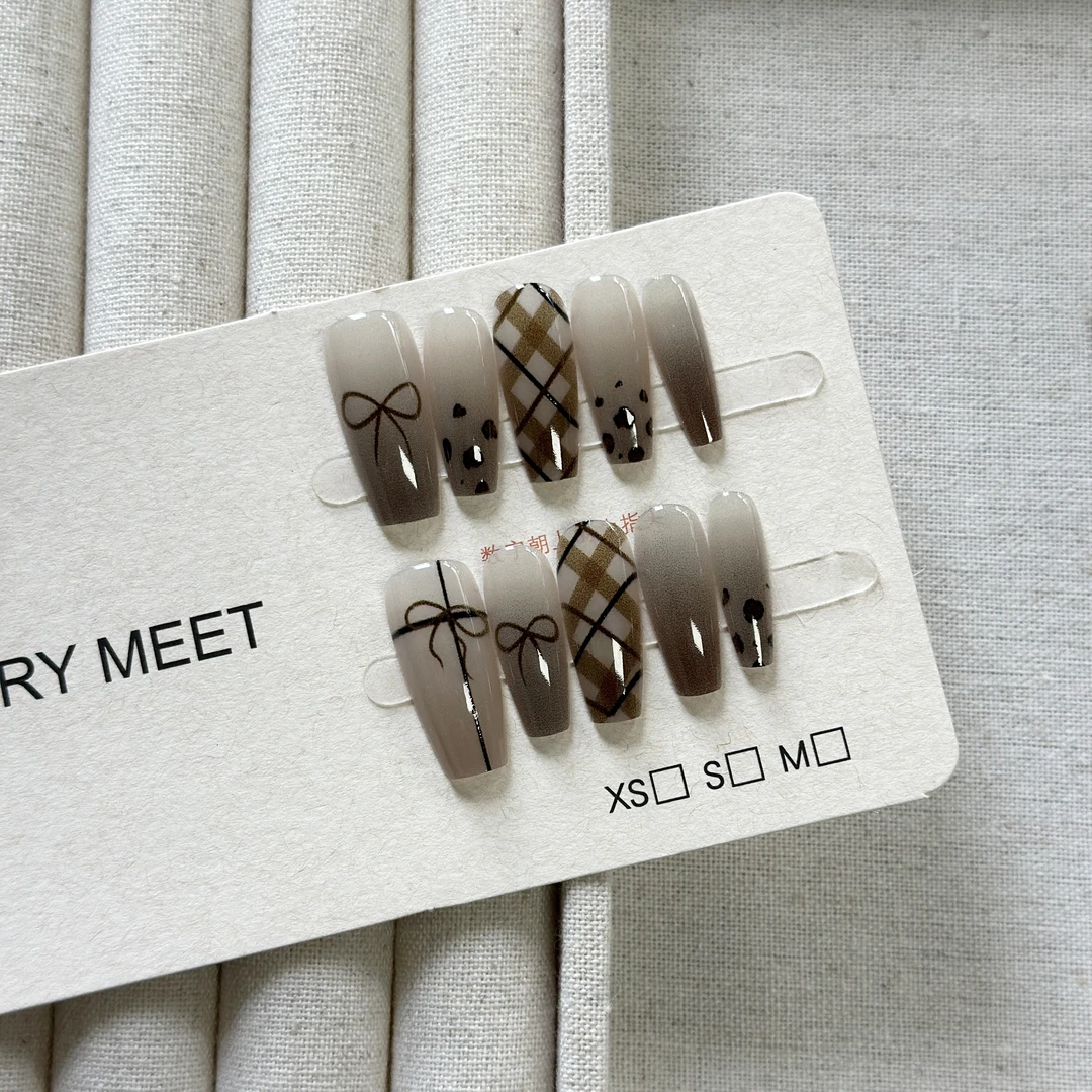 【VeryMeet - 穿戴甲】蝴蝶结法式豹纹格子百搭基础款简约高级55