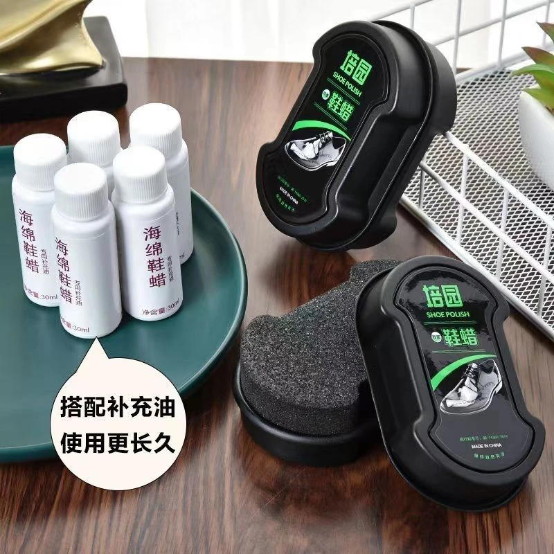 海绵鞋蜡擦无色鞋油双面鞋擦一擦即亮海绵皮鞋专用抛光鞋蜡油擦