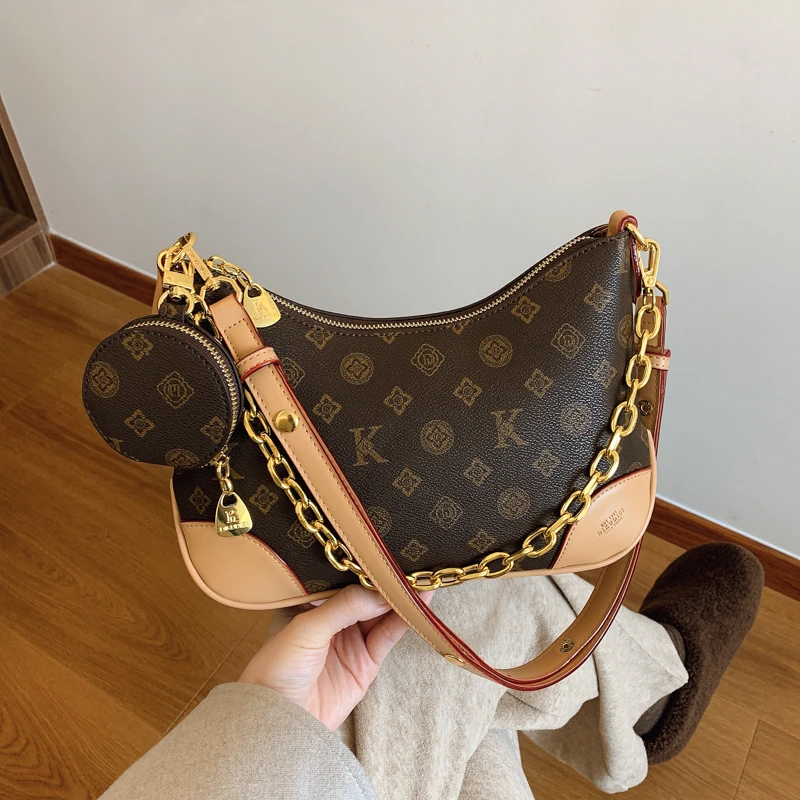 新年百搭出门包包牛角包新款链条包女士高级百搭时尚单肩斜挎包