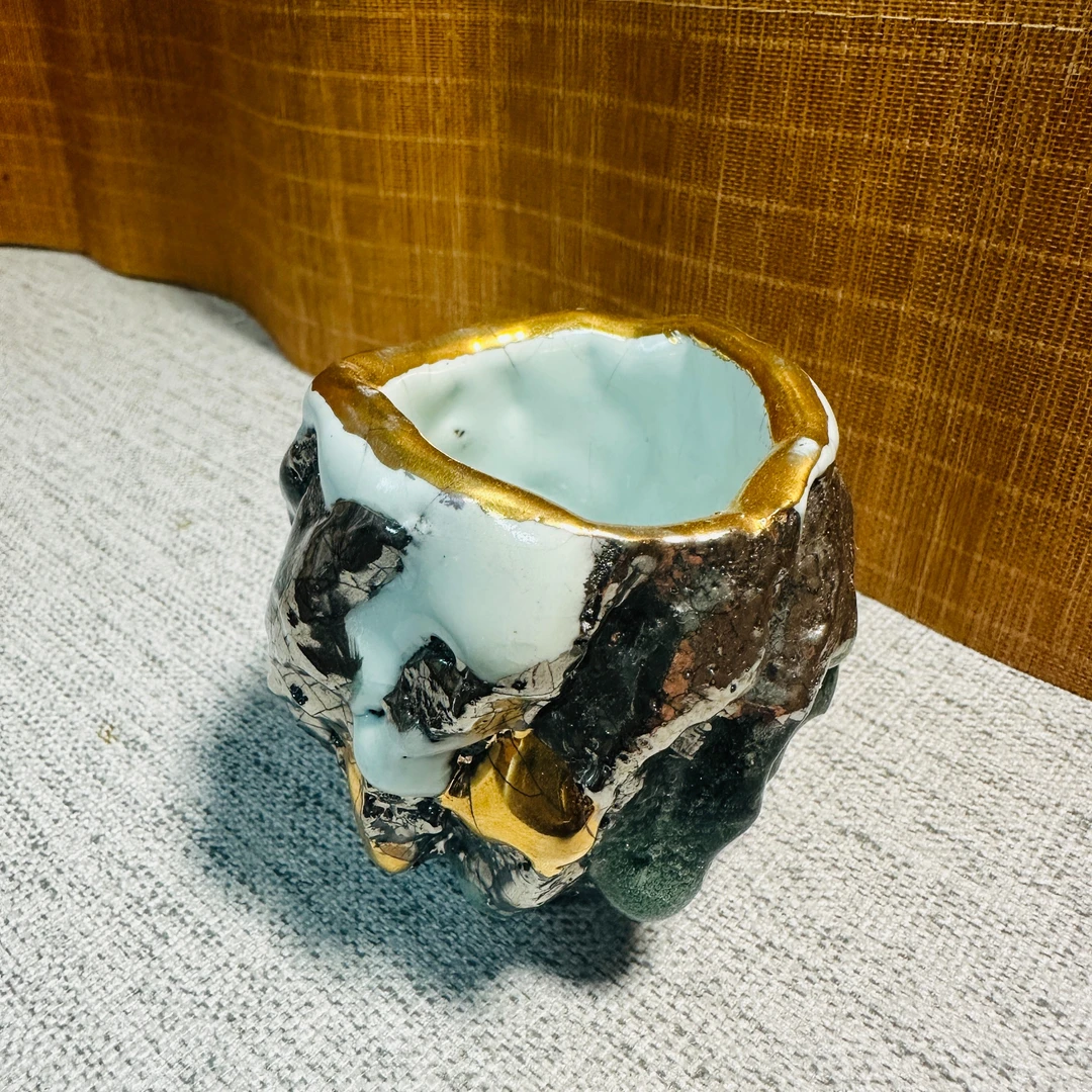 日本备前烧名家市川透老师复古创意手捏主人杯备前烧主人杯