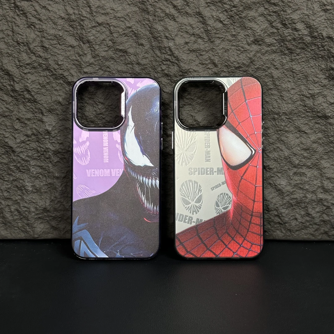 漫威蜘蛛侠苹果15/14/12/iPhone13ProMax新款卡通毒液14pro手机壳