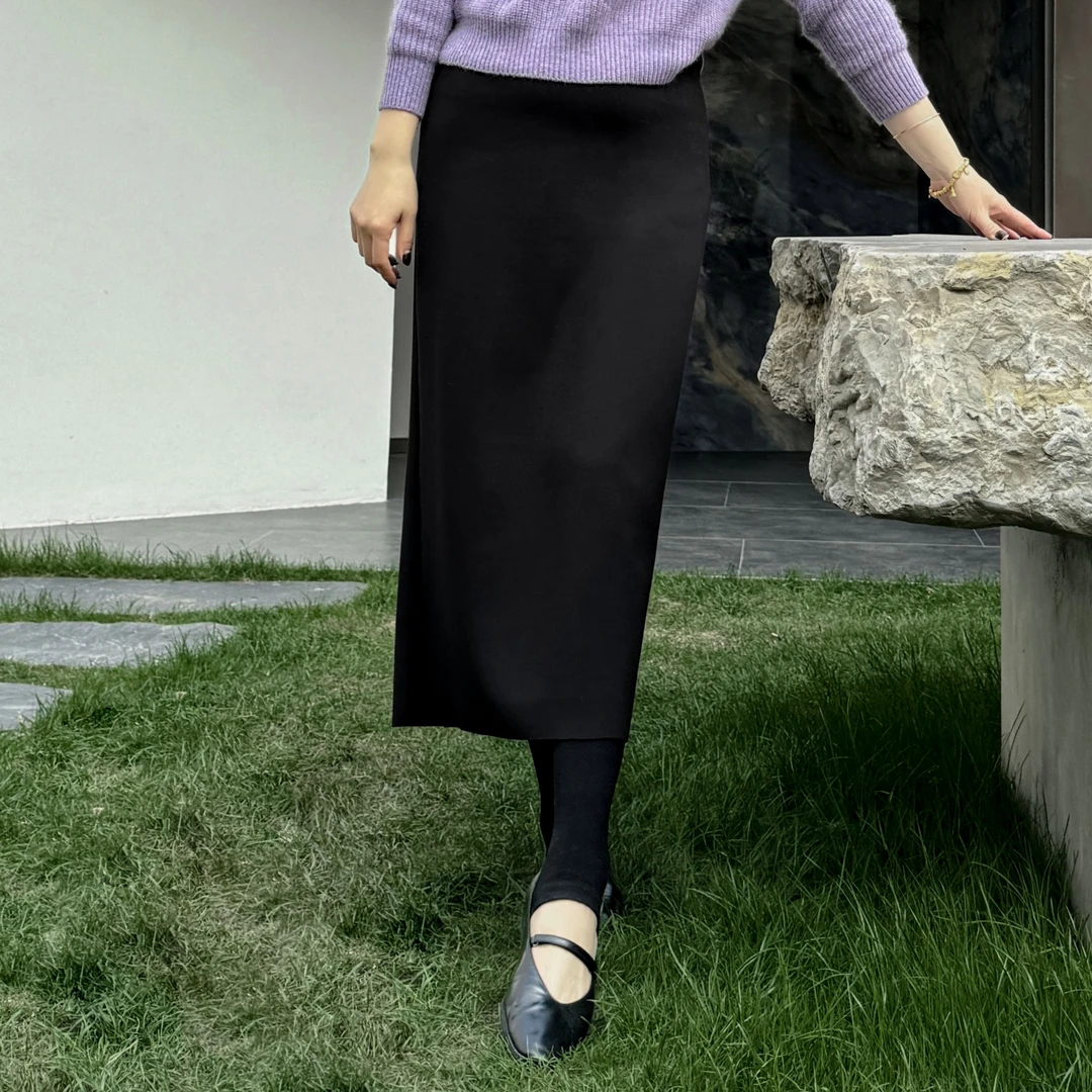 YOYO CROWN 新款水溶抓毛水溶裙显瘦简约女士气质时尚休闲开叉