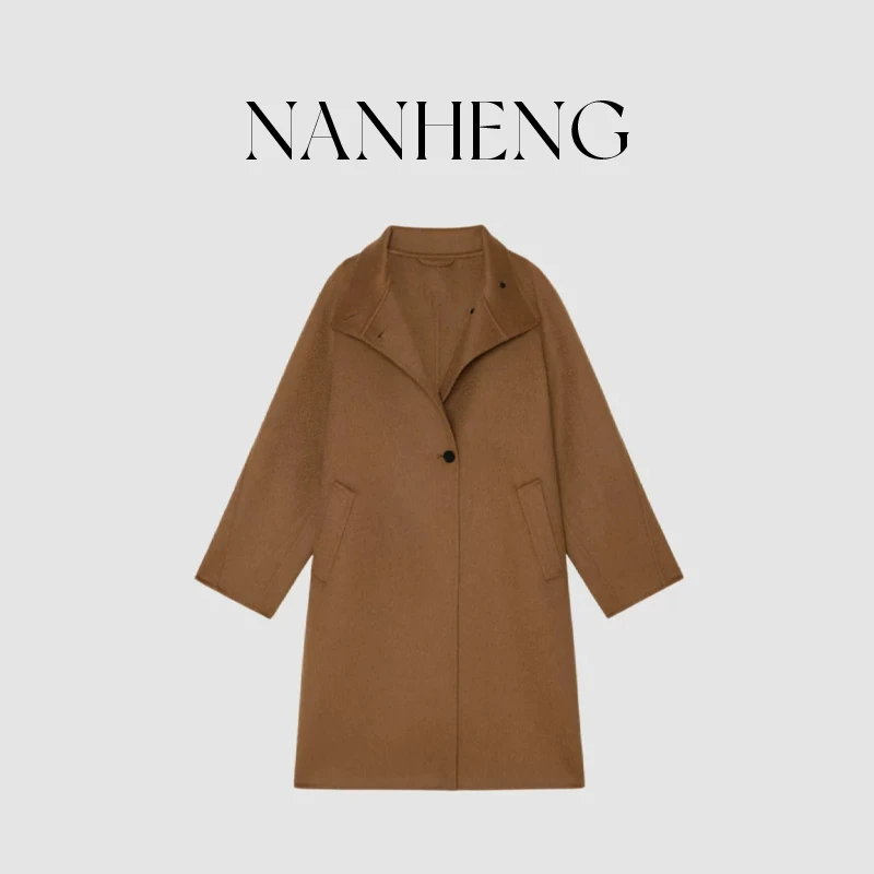 102502女装24新款驼绒双面呢廓形大衣时尚休闲经典中长款