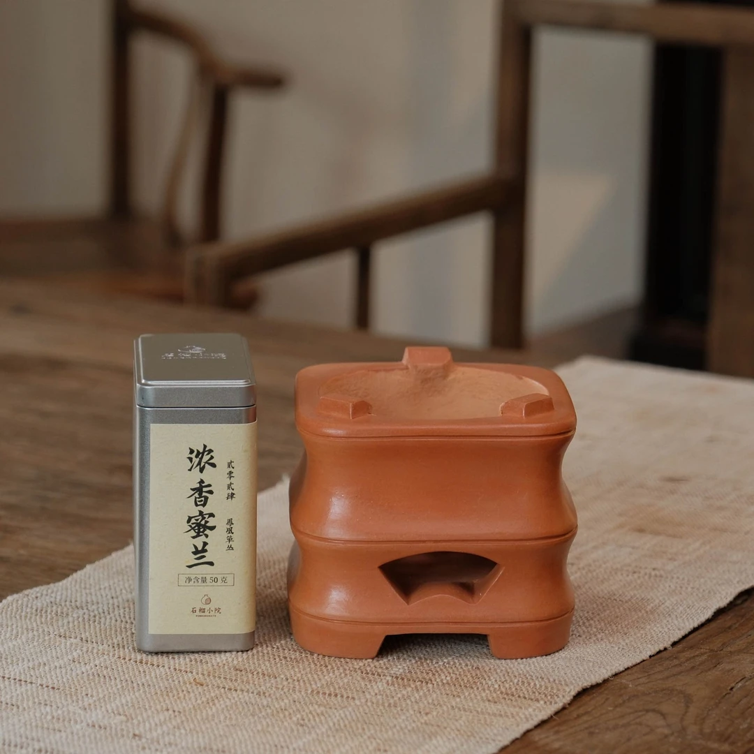 红泥竹节碳炉(直径12.5cm,高12cm)+2024年凤凰单丛 浓香蜜兰50g