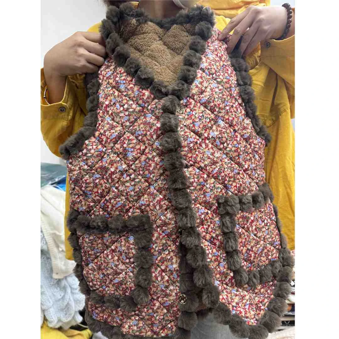 棉马甲 碎花复古国风民族风加厚