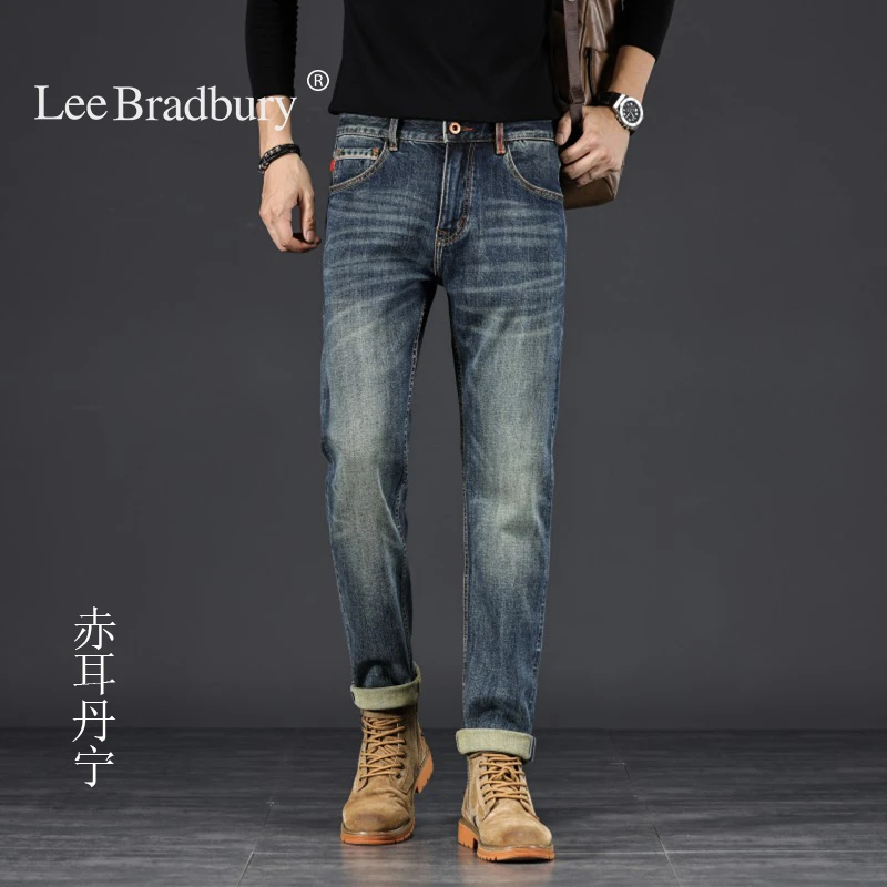 Lee Bradbury赤耳丹宁5252彩虹边-14盎司四季款男士直筒牛仔裤