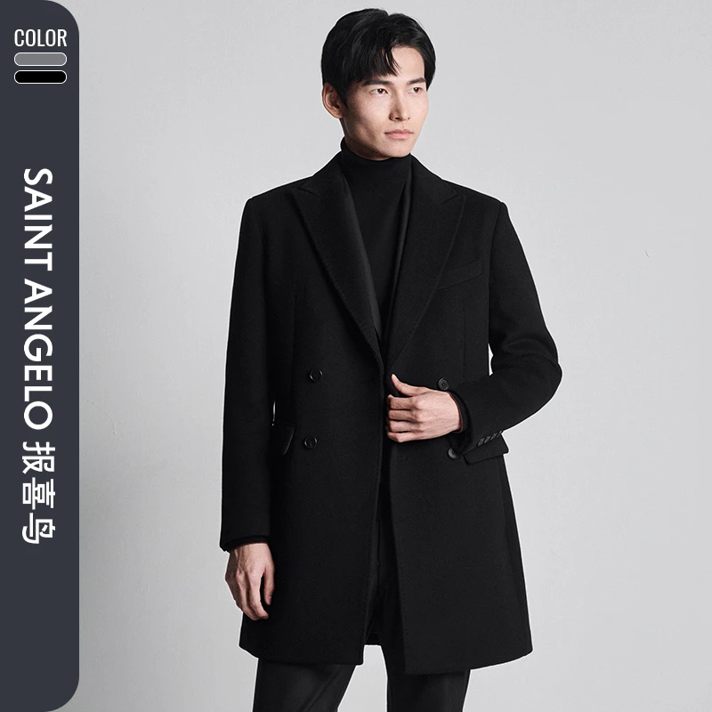 【柴斯特双面呢】报喜鸟冬季男士商务正装大衣外套绵羊毛