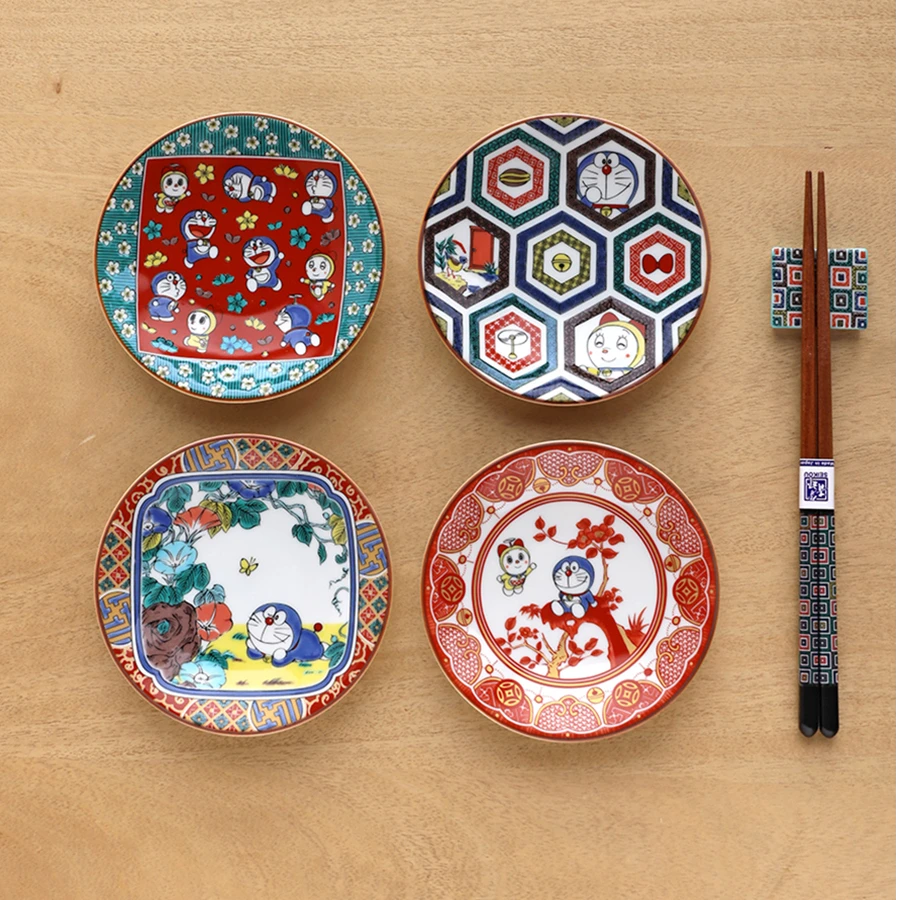 日本进口九谷烧青郊窑哆啦A梦机器猫陶瓷甜品点心碟蘸料碟子A197