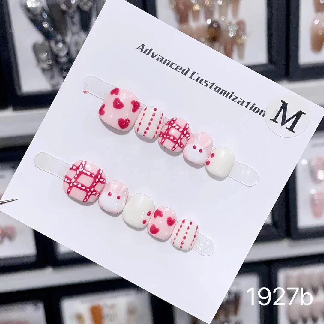 【粉小兔】小朋友纯手工穿戴甲粉色爱心可爱公主风