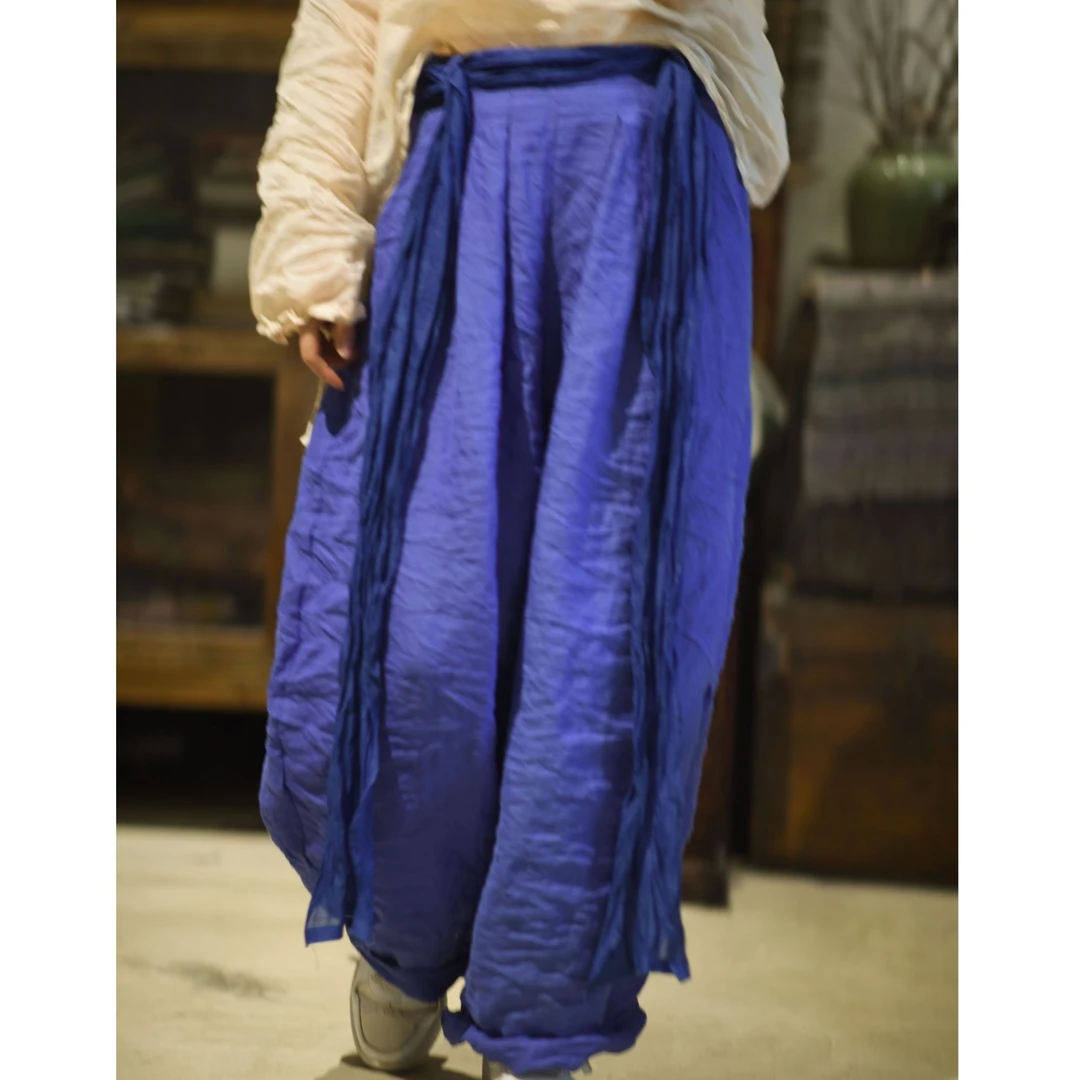 素年未央 SN44 春季新款苎麻腰带两用阔腿裤休闲裤