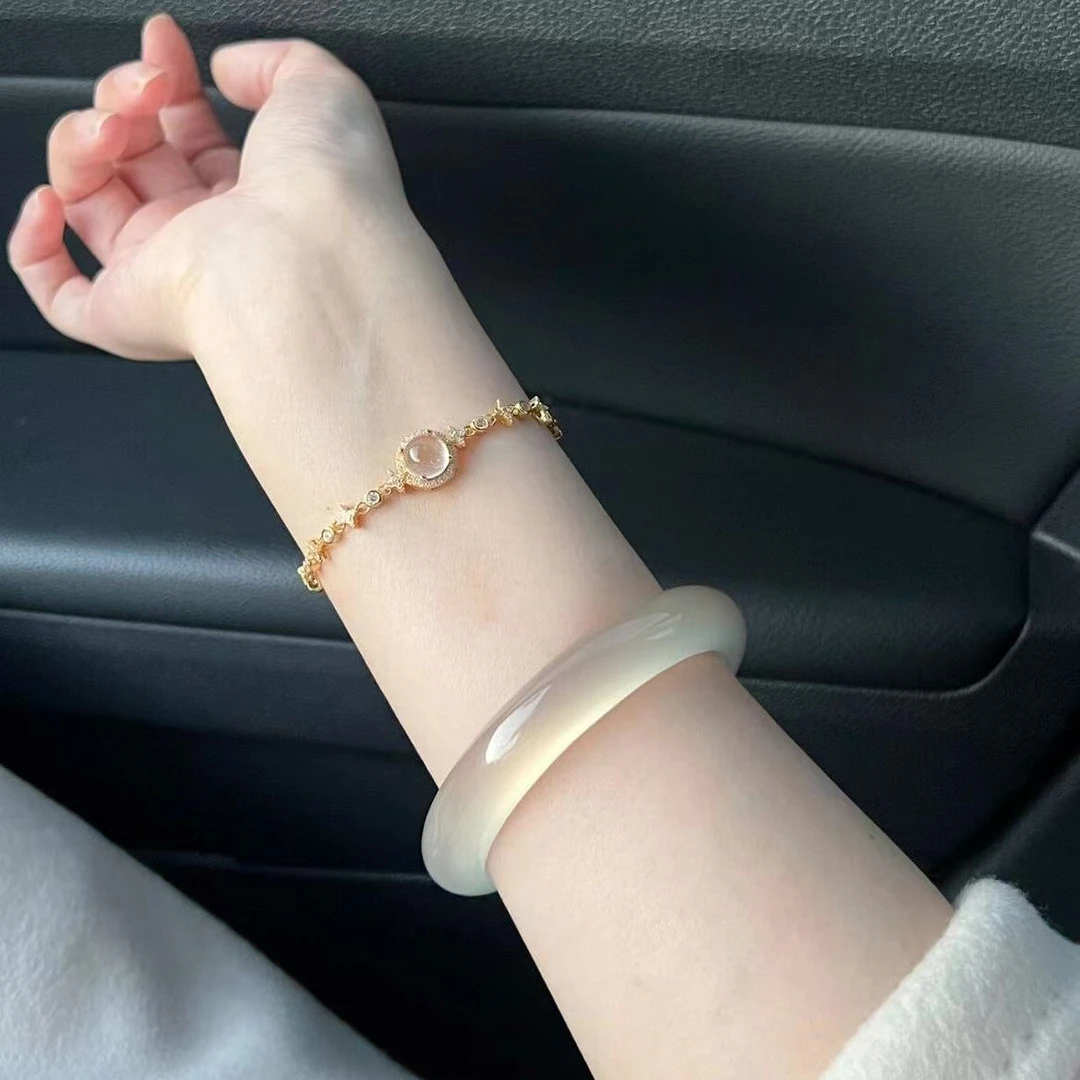 非金属玻璃手镯 香槟金 高冰透手镯