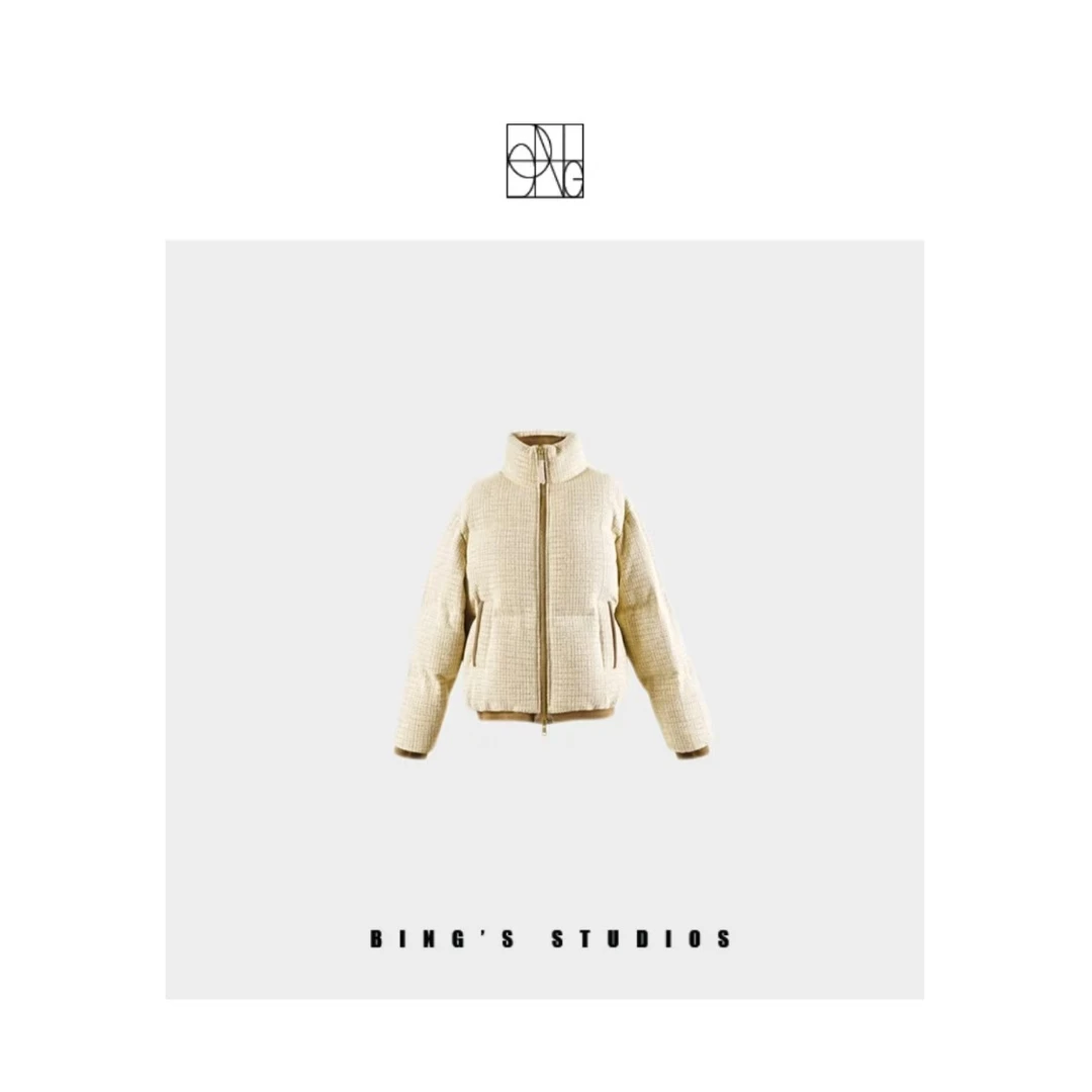 Bing Studios｜冬季小香风拼真皮羽绒服YS23351