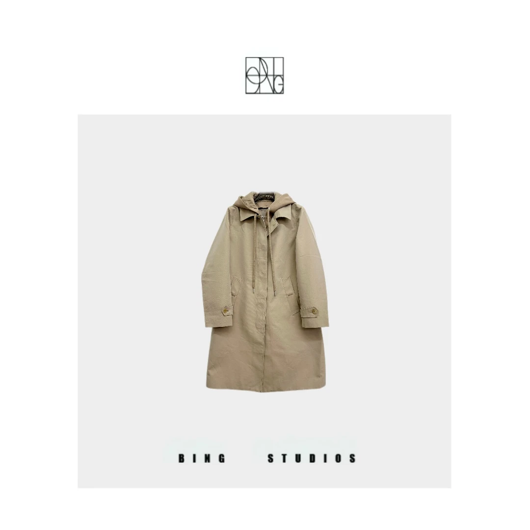 Bing Studios｜秋季法式休闲高级时尚连帽风衣外套