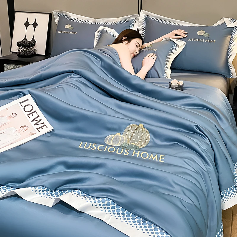 2024新款冰丝夏被空调被夏季轻薄夏凉被四件套夏天被子全套可机洗