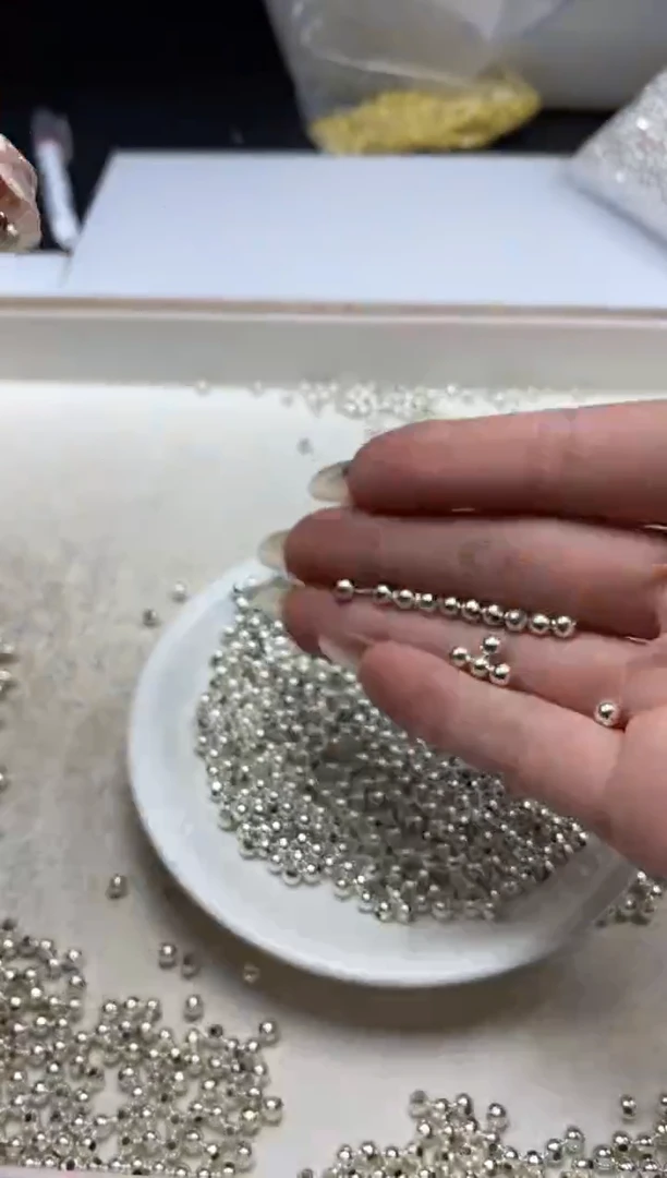 【闪购商品】玛瑙/玉髓颈饰银S800镶嵌银珠0.2￥4mm*50