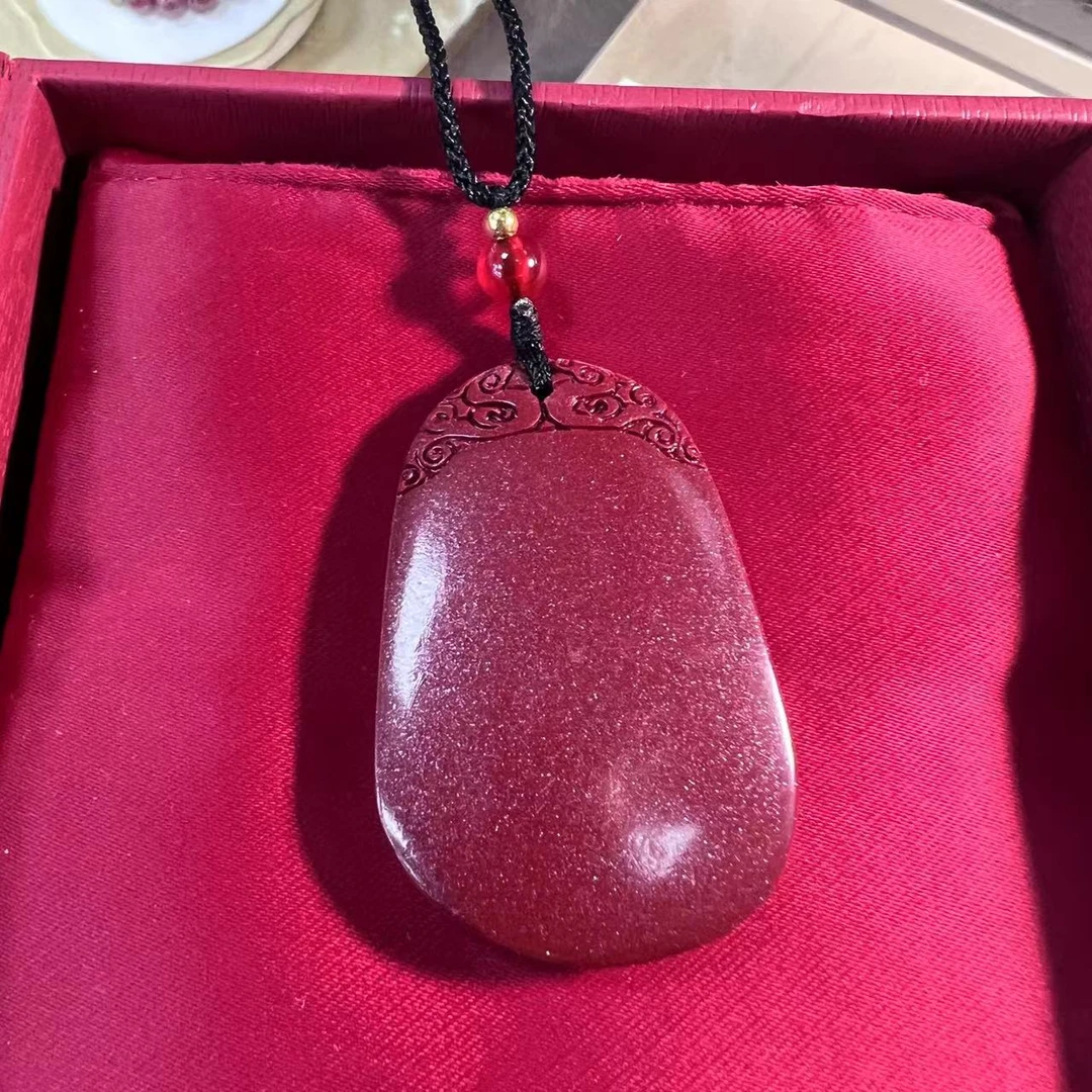 含辰砂工艺品ZS27平安无事牌吊坠毛衣链高含量红色男挂件礼物