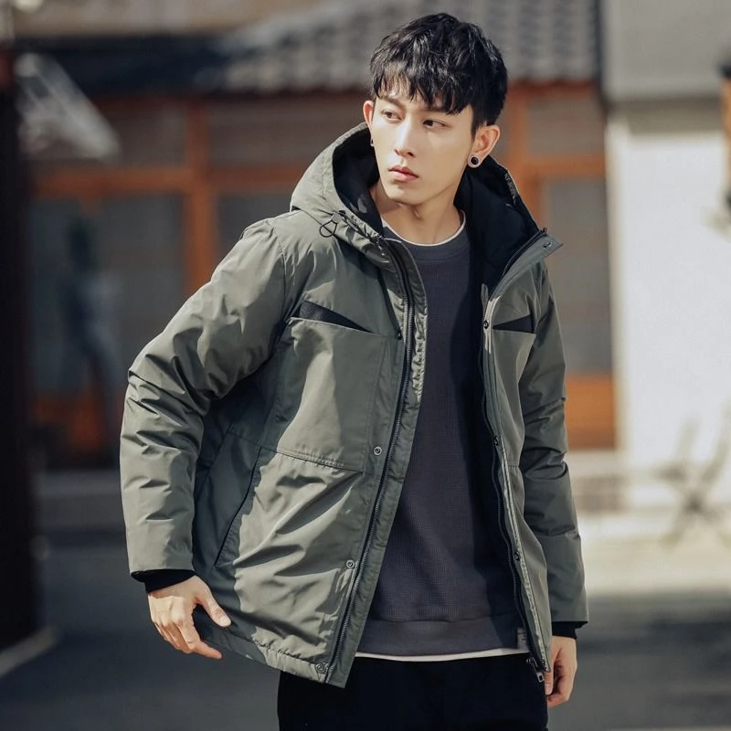 波司澄羽绒服男2023冬季新款青年潮牌流行加厚连帽工装白鸭绒冲锋