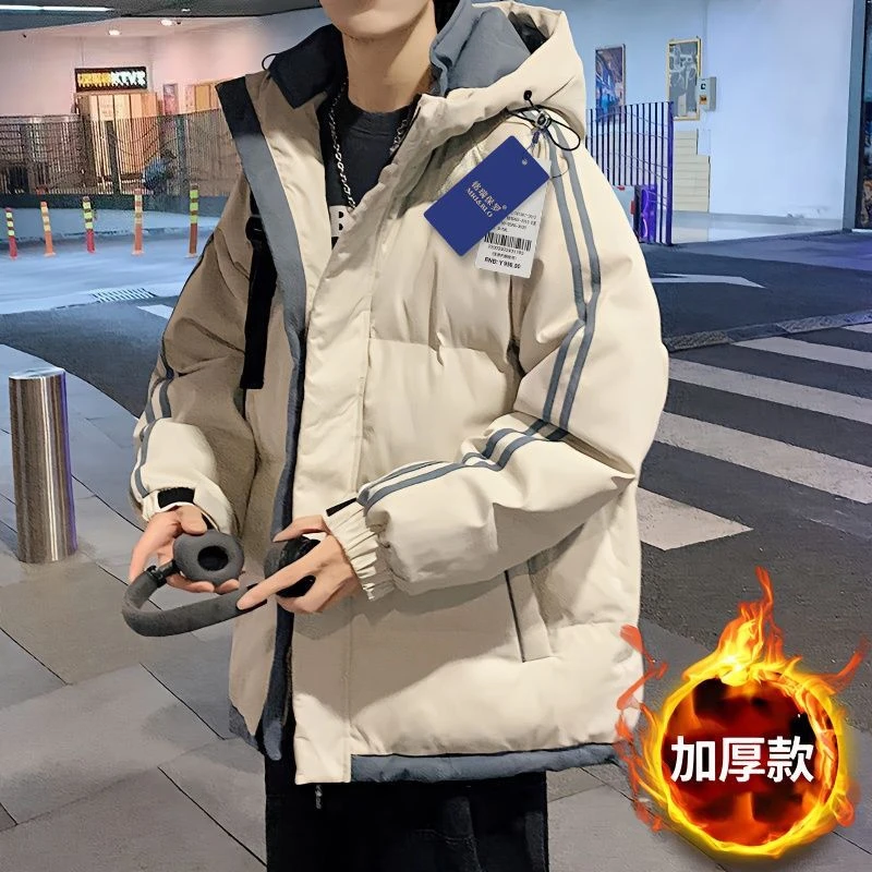 波司澄保罗品牌冬季新款羽绒服男宽松连帽加厚保暖白鸭绒面包服情