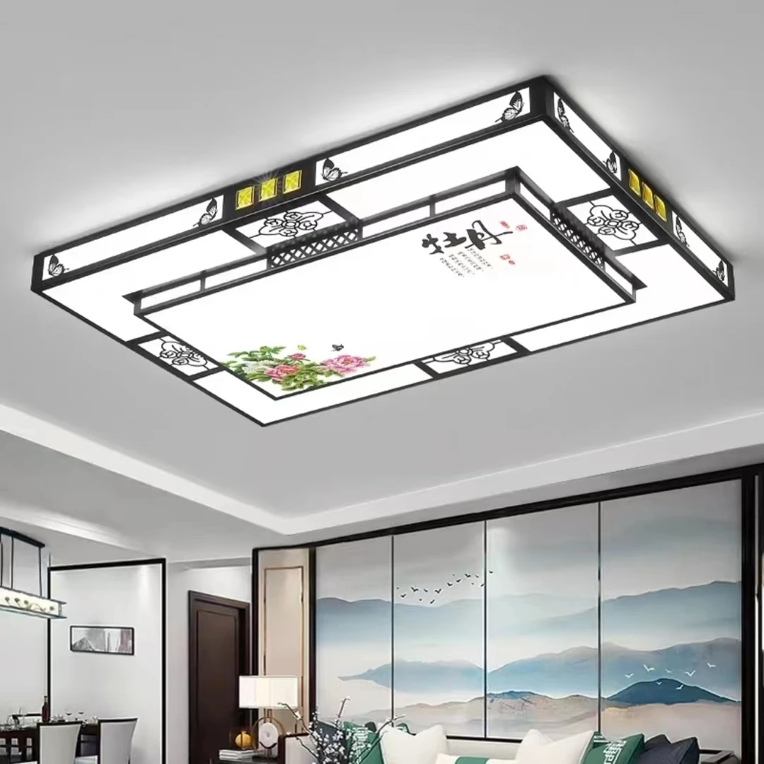 2023新款【新中式】客厅卧室餐厅镂空LED现代简约牡丹全屋套餐