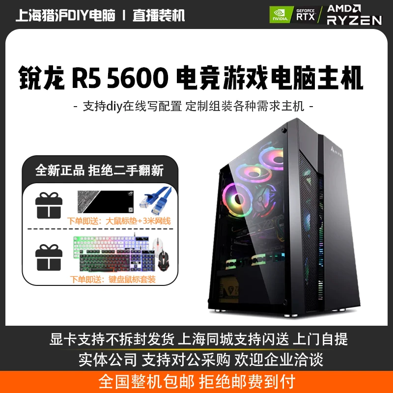 锐龙R5 5600/RTX4060TI 家用办公设计diy电脑腾讯游戏电脑台式机