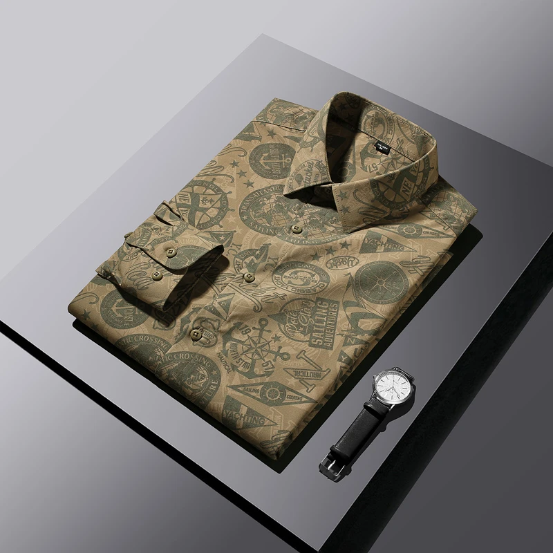 轻奢三宝磊【专业衬衫】8862新款高端轻商务爆款数码印抗皱花长袖