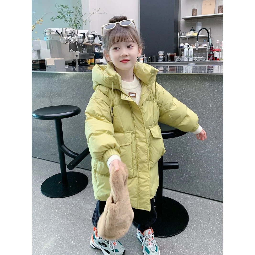 巴拉吧啦女童羽绒服2023新款儿童韩版冬装加厚宝宝冬季中长款白鸭