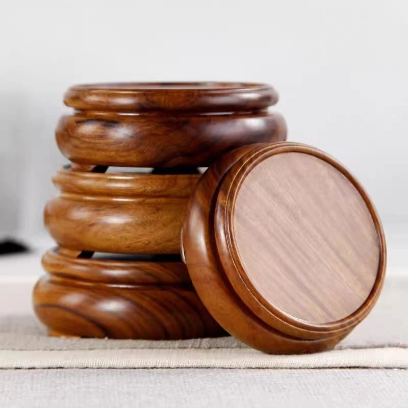 红木工艺品摆件底座红贵宝明式圆木座盆栽花瓶佛像奇石木托整木