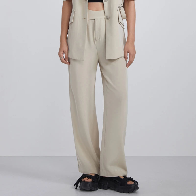 H·GENTEEL荷高 夏季新品风格款简约直筒长裤GCC23410572