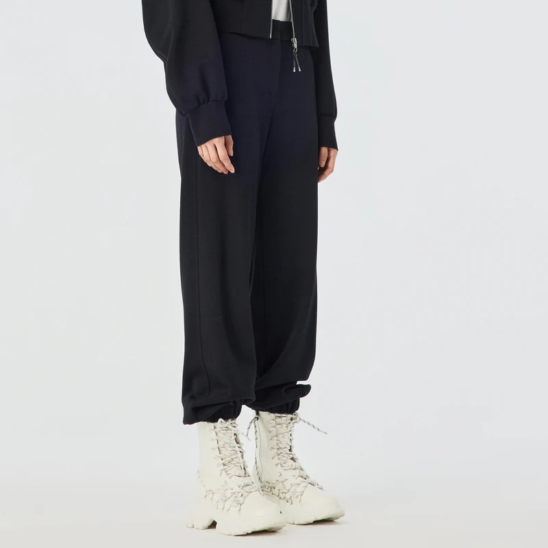 H·GENTEEL荷高 23春新品风格款休闲百搭针织哈伦长裤GCD12410517