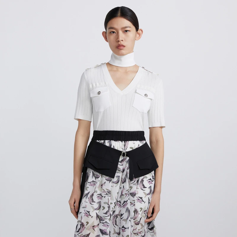 H.Genteel/荷高【商场同款】小香风工装风超强弹力衫GUC24650611