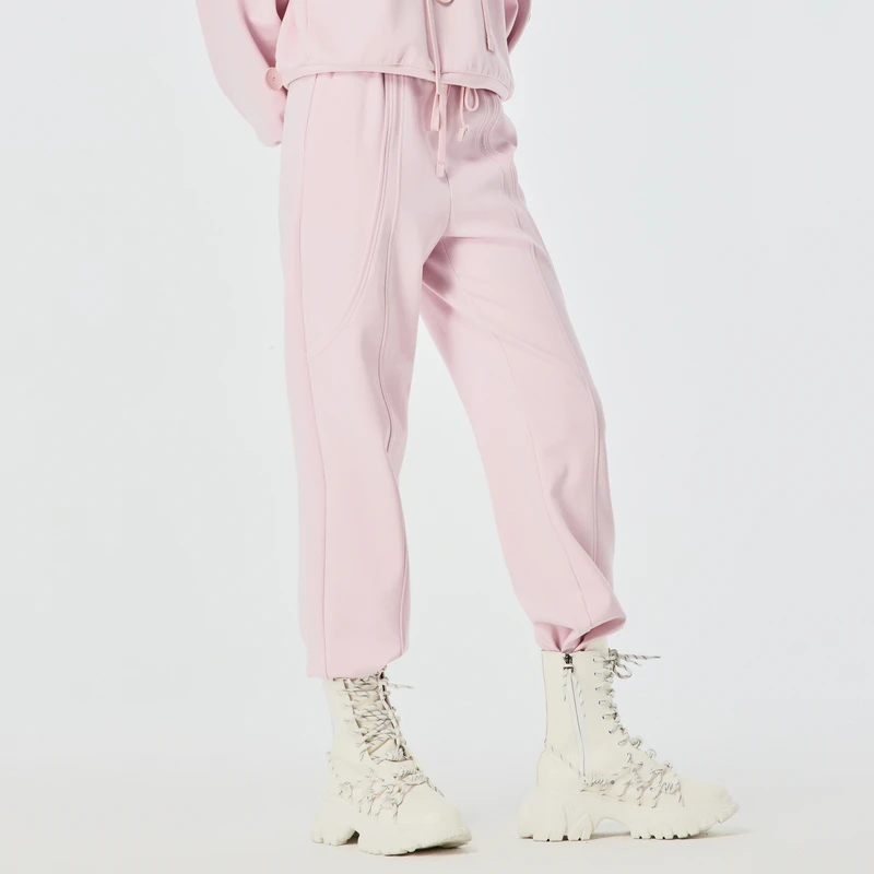 H.Genteel/荷高【商场同款】百搭休闲直筒罗纹收脚长裤GCD11410562