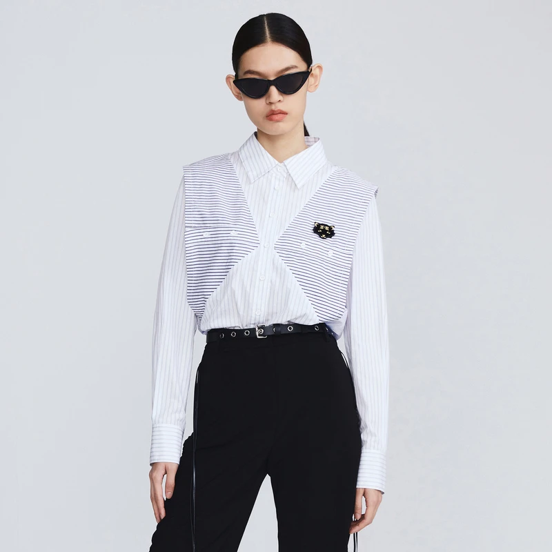 H.Genteel/荷高【商场同款】个性同色系拼接设计感衬衫GCC14630701