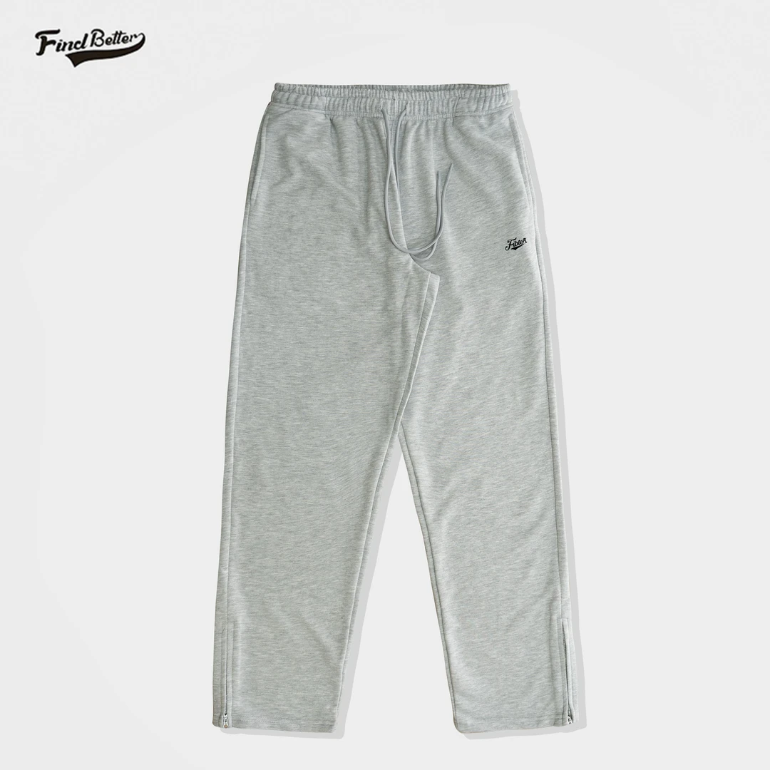 FIND BETTER秋冬运动休闲宽松棉裤 户外百搭拉链直筒裤灰色长卫裤