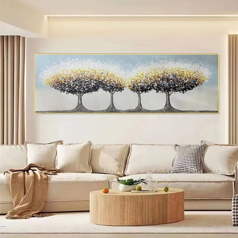 SF 157 金钱树油画客厅手绘油画装饰画立体沙发背景墙挂画70/200