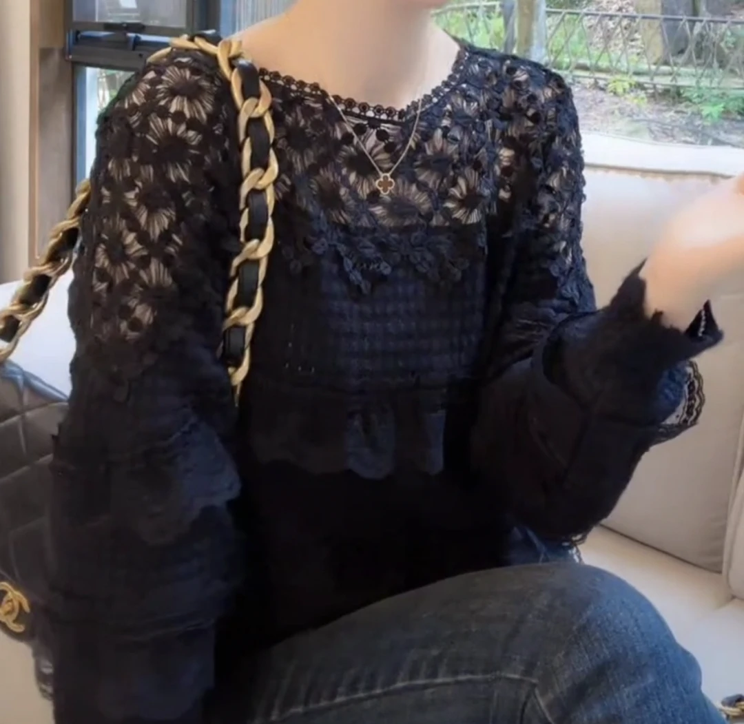 新款6912新款蕾丝气质洋气休闲百搭甜美上衣