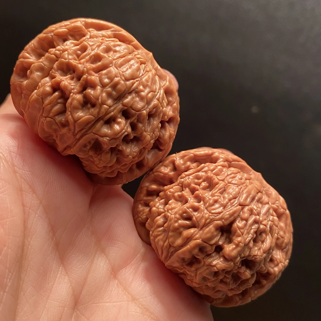 文玩核桃把件4301水龙纹边43肚38高33狮子头精品对