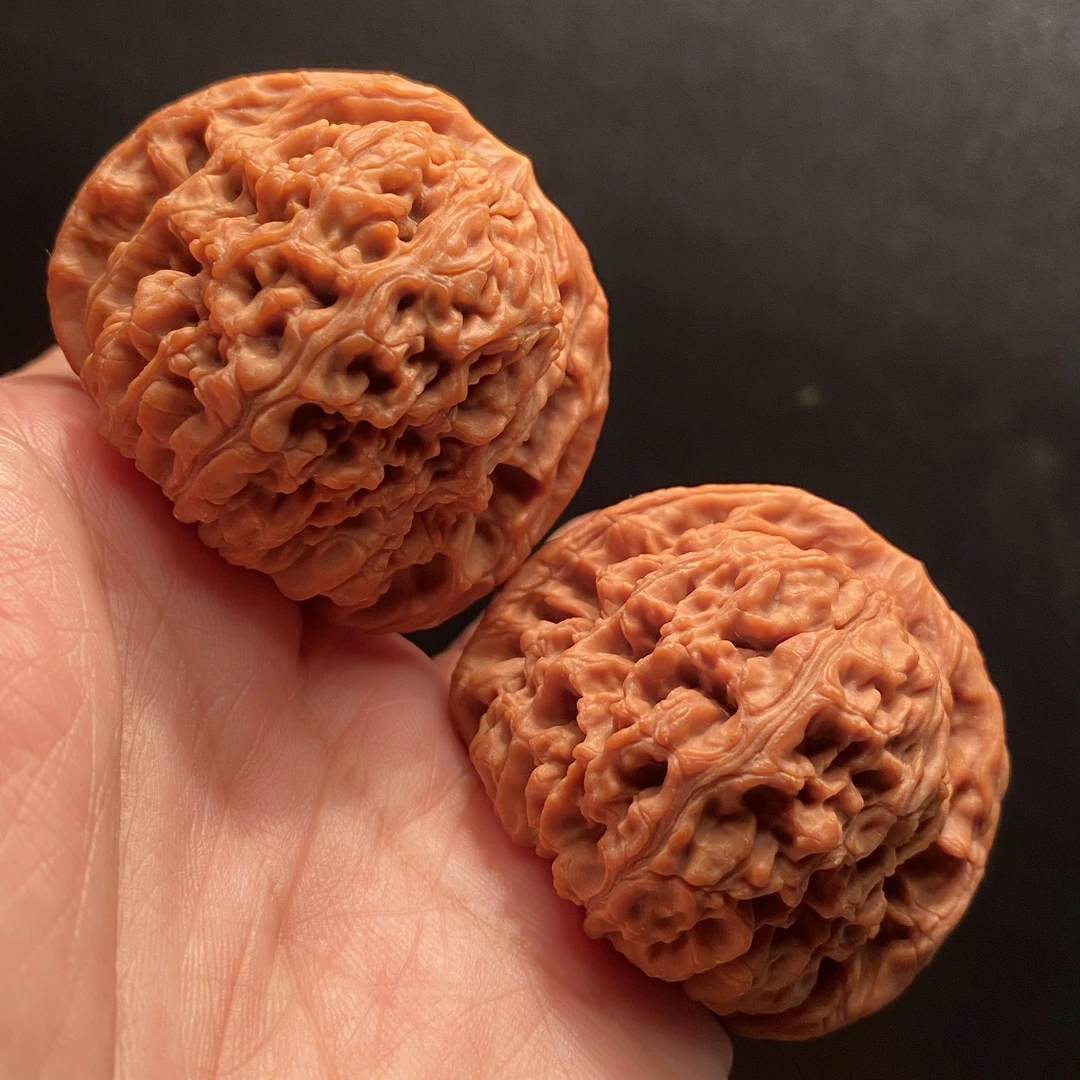 文玩核桃把件4503赵喜满南疆石边45肚44高38狮子头精品对