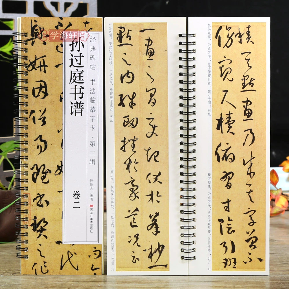 共2本孙过庭书谱卷一二碑帖书法临摹字卡简繁体旁注原碑原帖草书