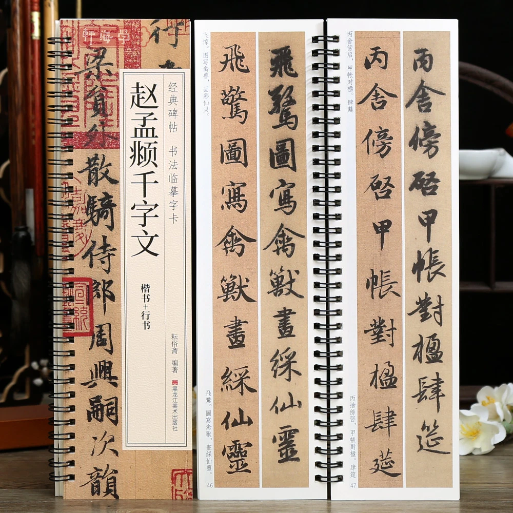 赵孟頫千字文楷书行书对照临摹字卡繁简体旁注对照原碑原帖楷行书